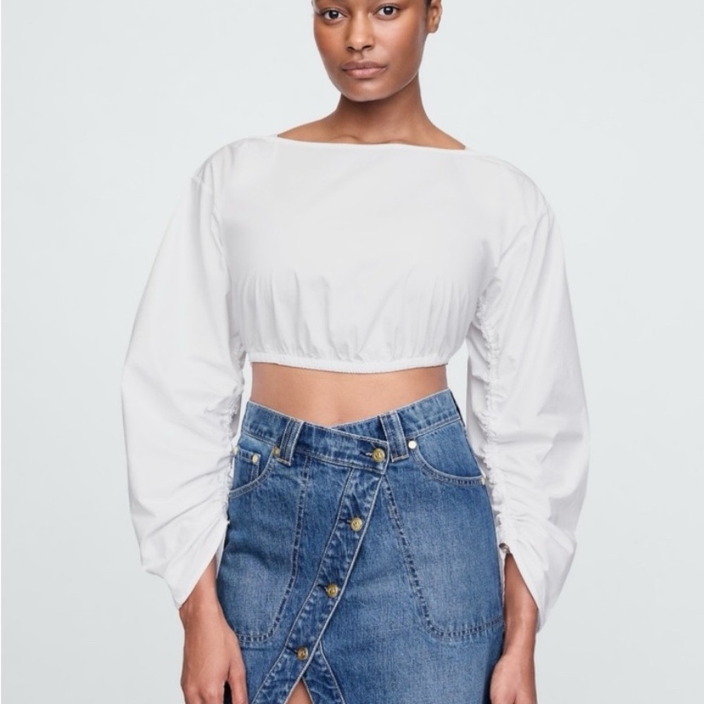 NWT GAP x Cult Gaia White Cropped Poplin Top